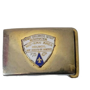 Boy Scout Frank Childress Scout Reservation Belt Buckle Mo-Kan Area Silver Tone